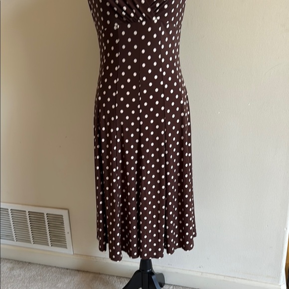 Elegant Brown Polka Dot Dress - Picture 3 of 6